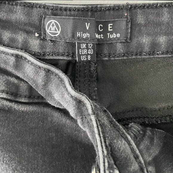 Missguided Vice High Waist Black Cropped Skinny Jeans - size US 8 - Picture 3 of 4